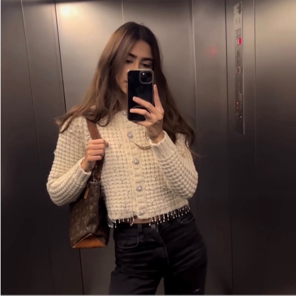 Zara beaded knit cardigan NWT - Picture 6 of 11